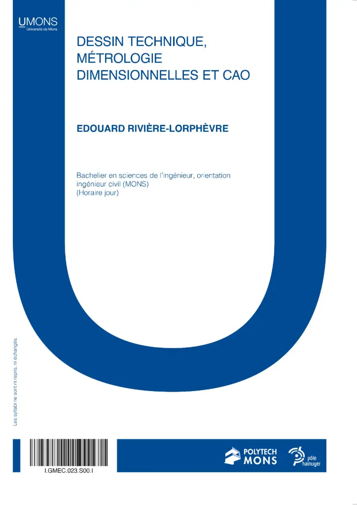 (I.GMEC.023.S00.I) Dessin technique, métrologie dimensionnelle et CAO